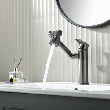 Lavabory BF02 Gunmetal Pull-Down Bathroom Faucet with Dual Sprayer & Mixer Tap