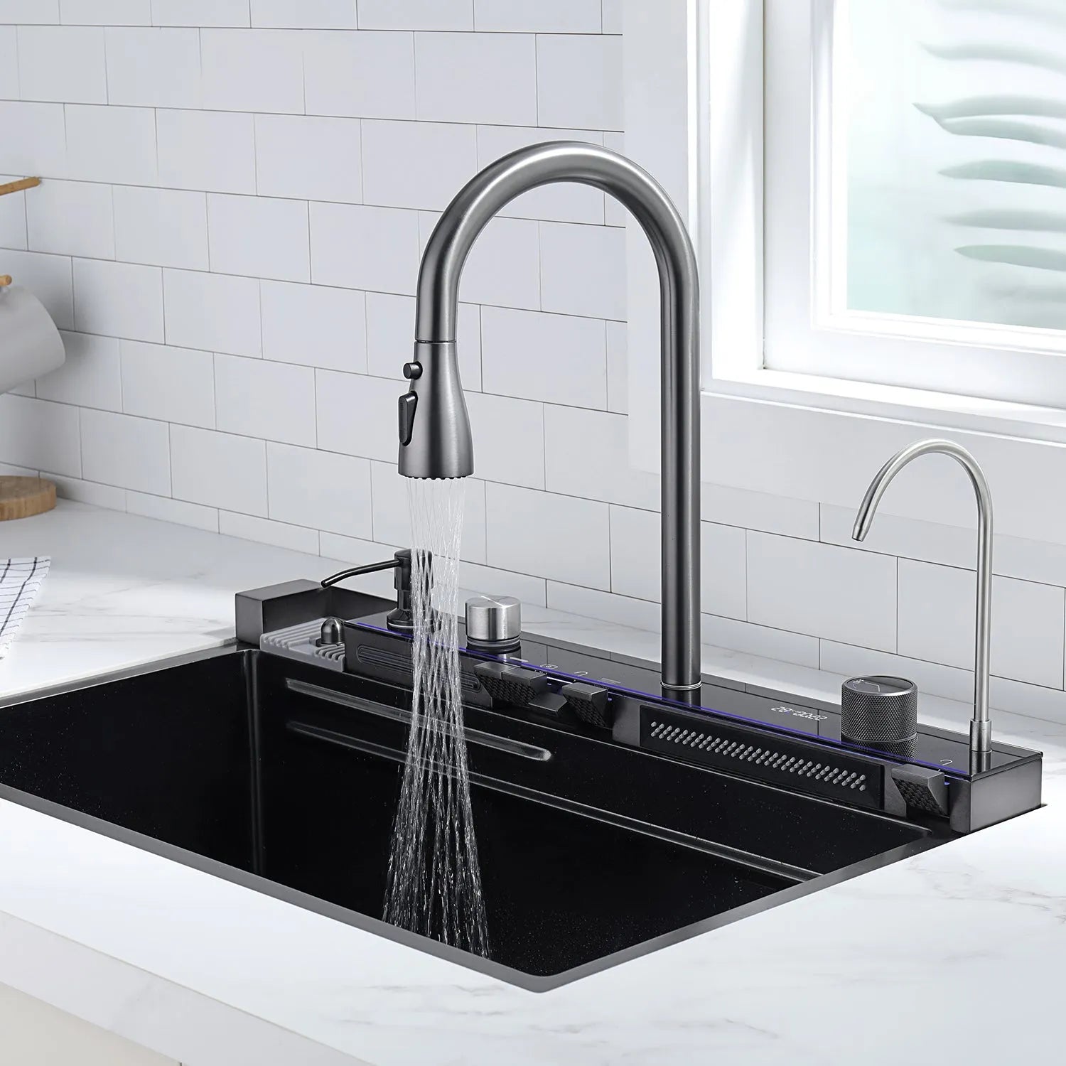 Double Waterfall Kitchen Sink Faucets