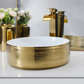 Gold round ceramic bathroom sink with waterfall faucet and pop-up drain, Lavabory BSF02