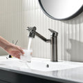 Lavabory BF02 Gunmetal Pull-Down Bathroom Faucet with Dual Sprayer & Mixer Tap