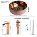 Gold round ceramic bathroom sink with waterfall faucet and pop-up drain, Lavabory BSF02