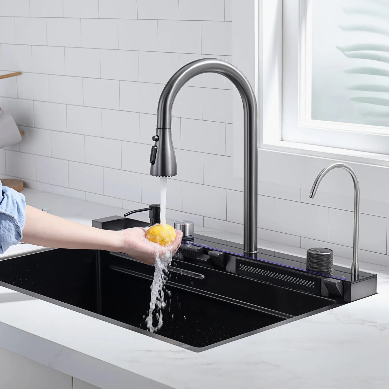 Double Waterfall Kitchen Sink Faucets