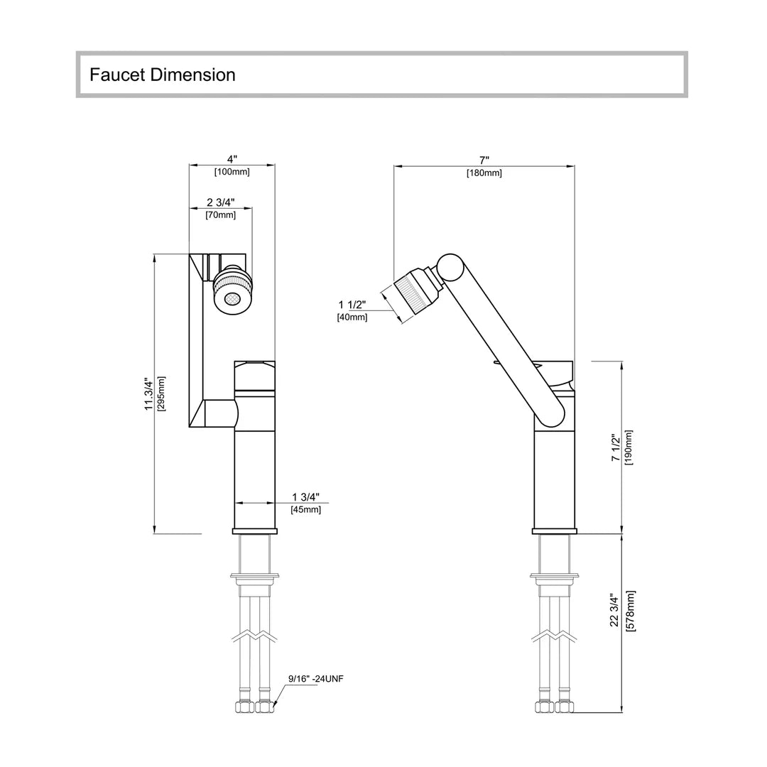 Lavabory BF02 Gunmetal Pull-Down Bathroom Faucet with Dual Sprayer & Mixer Tap