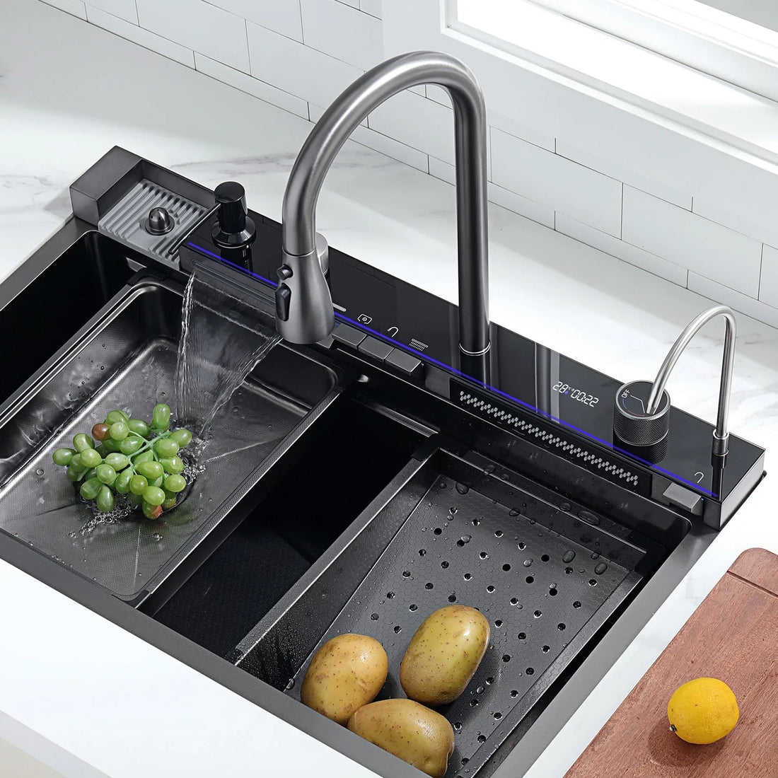 Double Waterfall Kitchen Sink Faucets