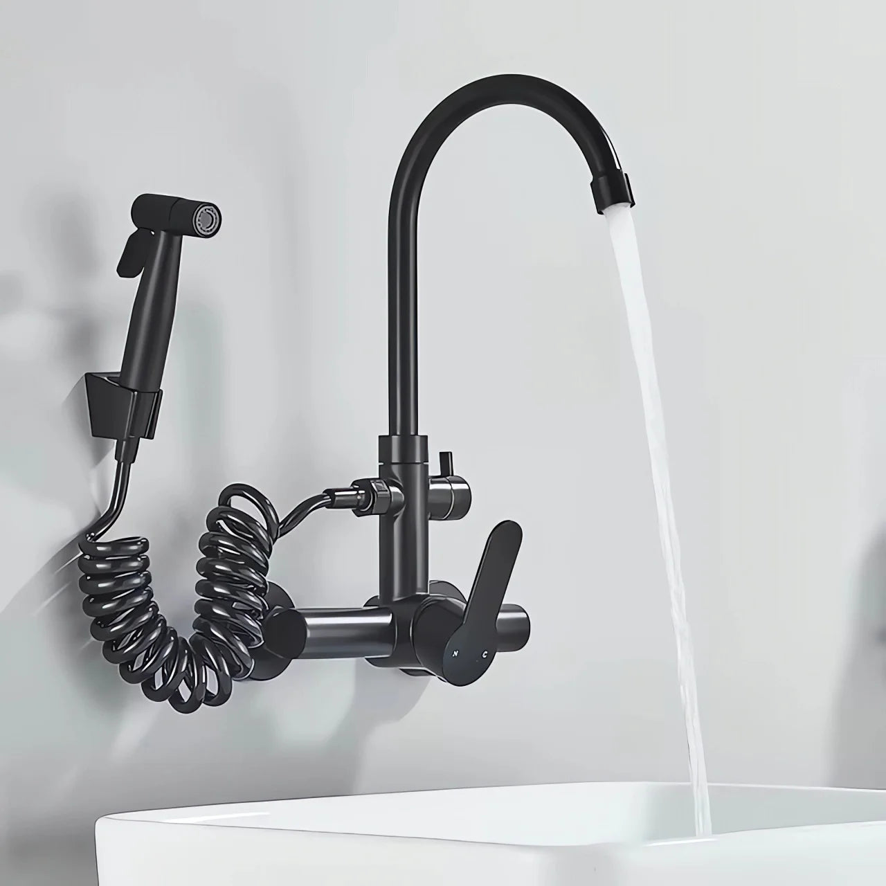 Lavabory KF01 Kitchen Faucet | Wall Mounted, Spray Gun Included