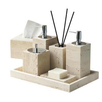 Travertine Bathroom Accessories Set