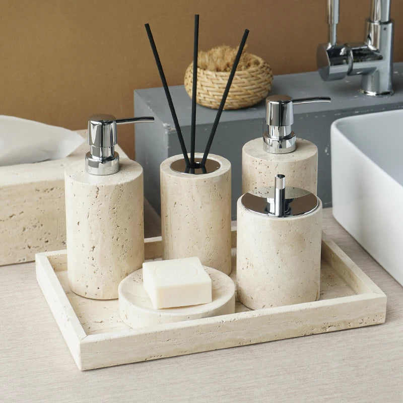 Travertine Bathroom Accessories Set